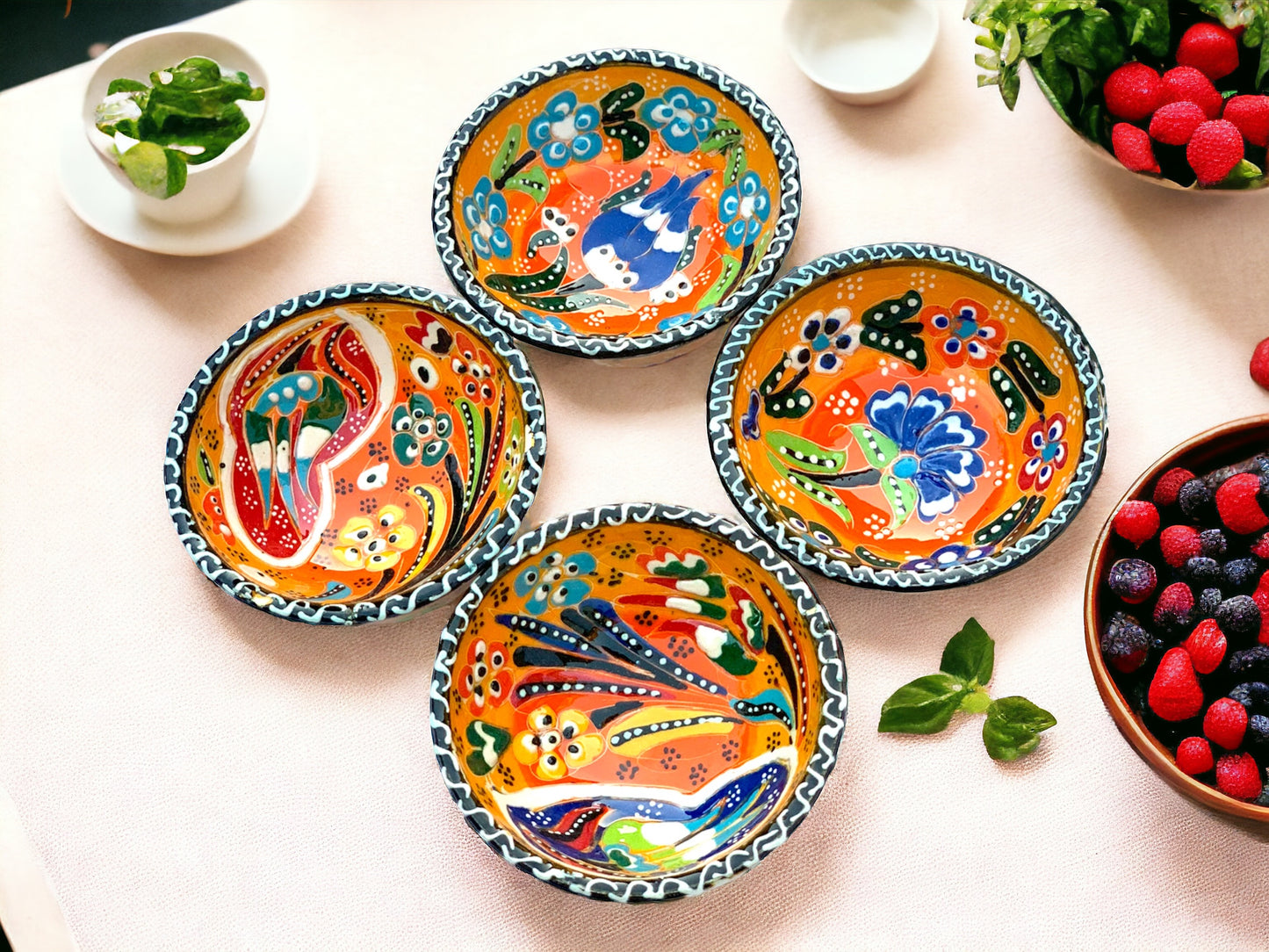 8 Cm Small Ceramic Bowls Set of 4 for Snack,Tapas, Dessert, Nuts, Olive, Soy Sauce For Use or Decorative