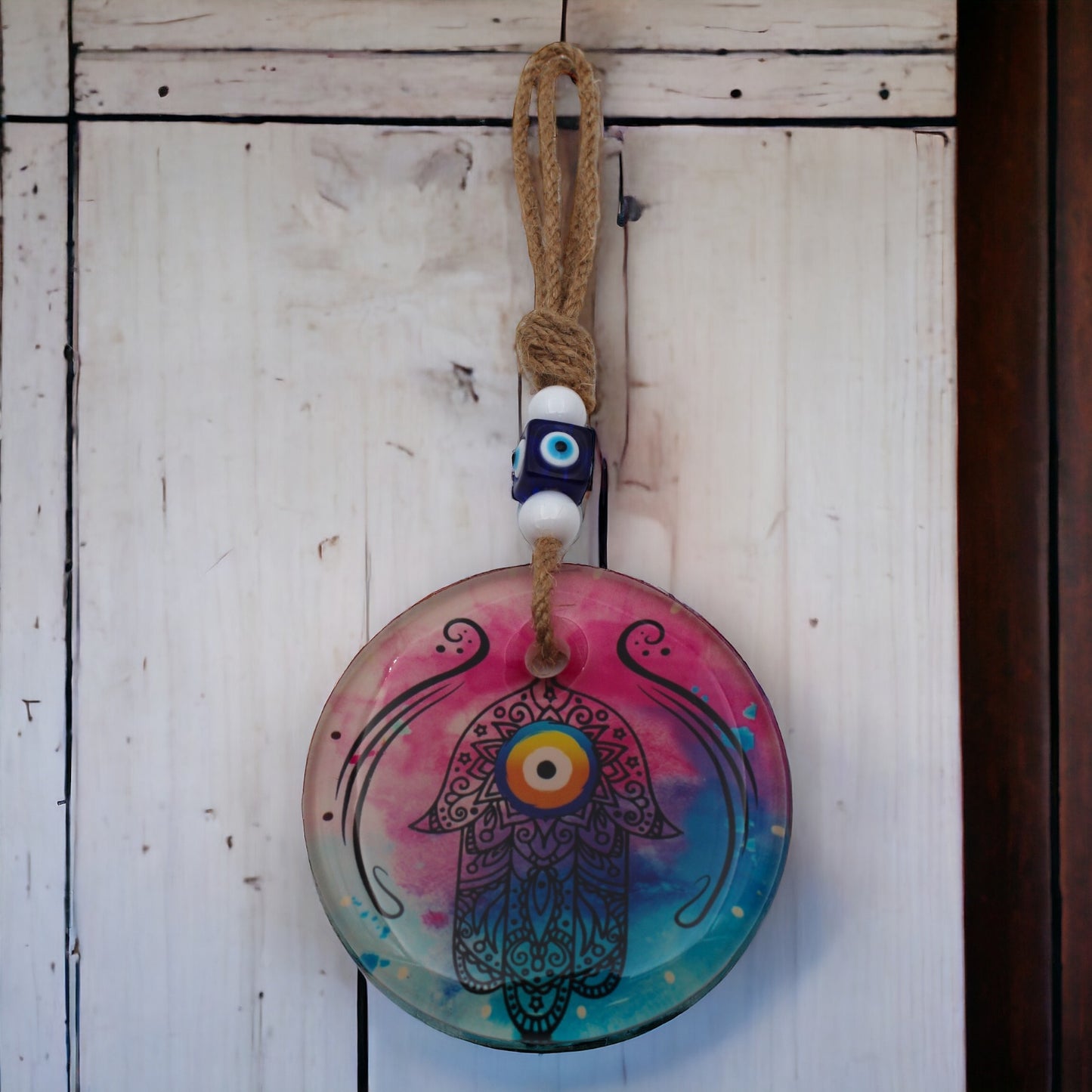 Epoxy 10 cm Fatima Hand Evil Eye Protection Wall or Door Hanging Home Decoration / Ornament