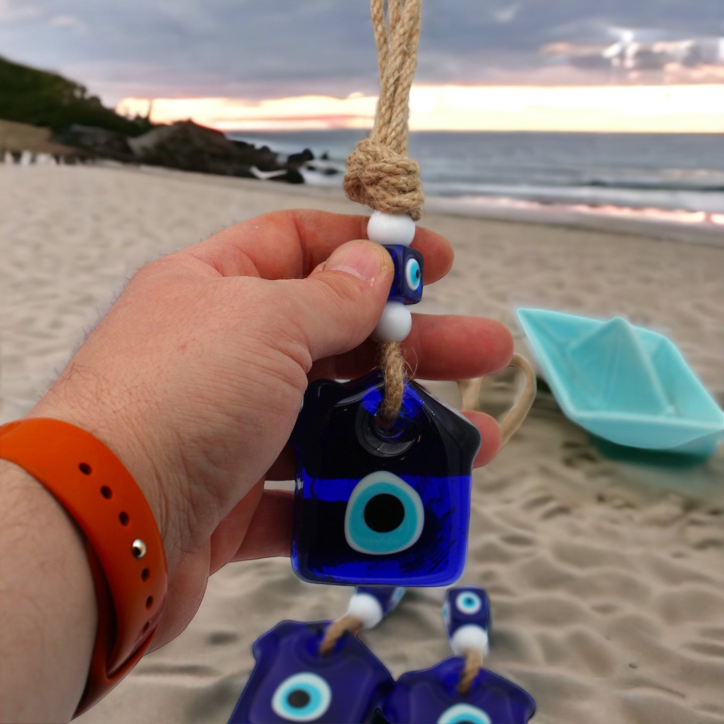 Home Shape Glass Bead Evil Eye Nazar Protection Wall or Door Hanging Home Decoration/Ornament/Lucky Eye/Turkish Eye/