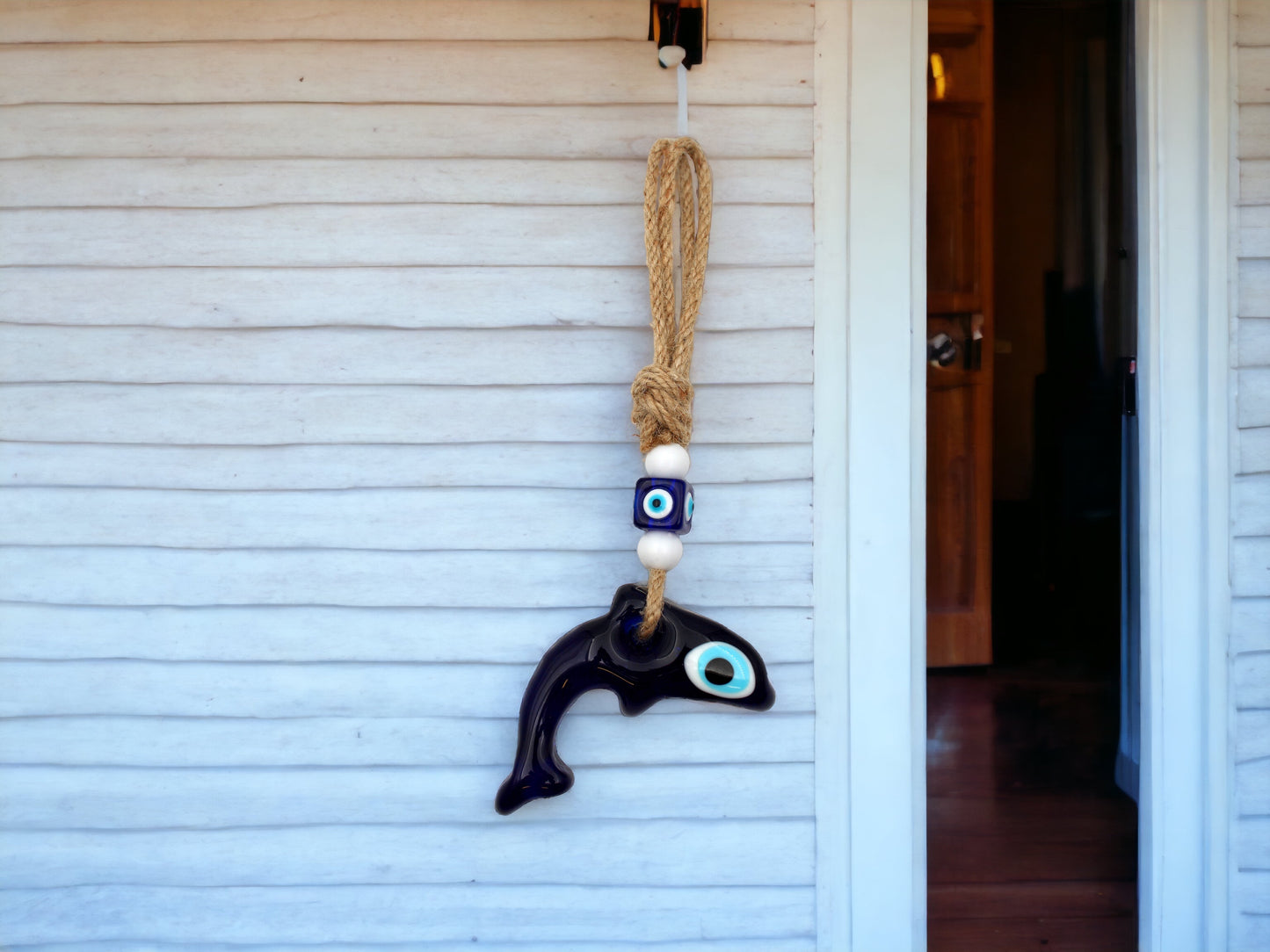 Glass 5 cm Small Dolphin Shape Evil Eye Protection Wall or Door Hanging Home Decoration / Ornament