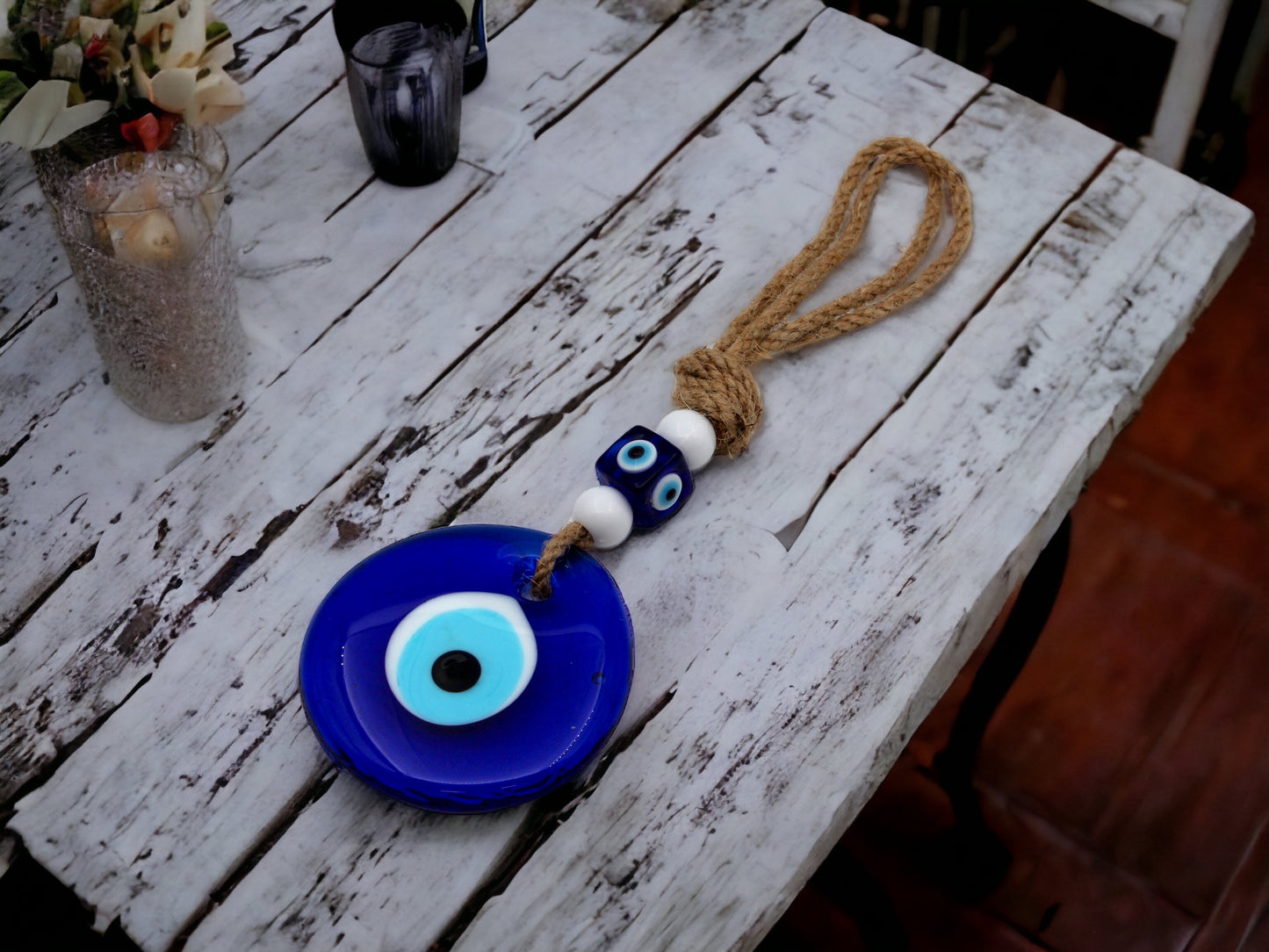 Glass 8 cm Round Shape Evil Eye Protection Wall or Door Hanging Home Decoration / Ornament