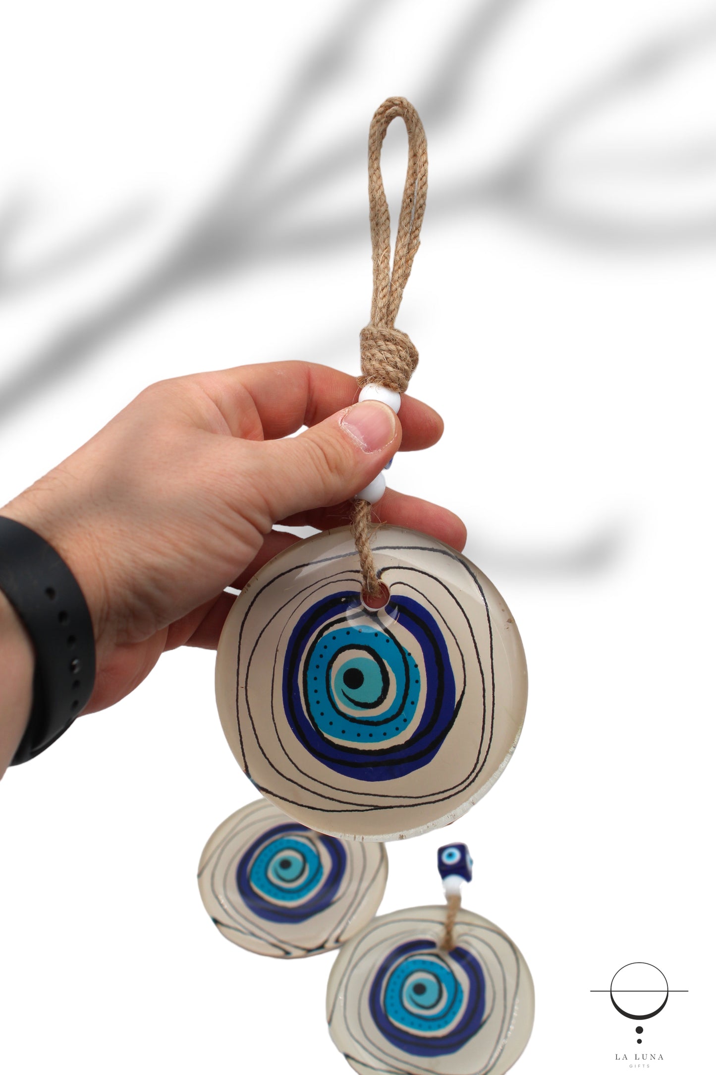Epoxy 10 cm Round New Spiral Design Evil Eye Protection Wall or Door Hanging Home Decoration / Ornament