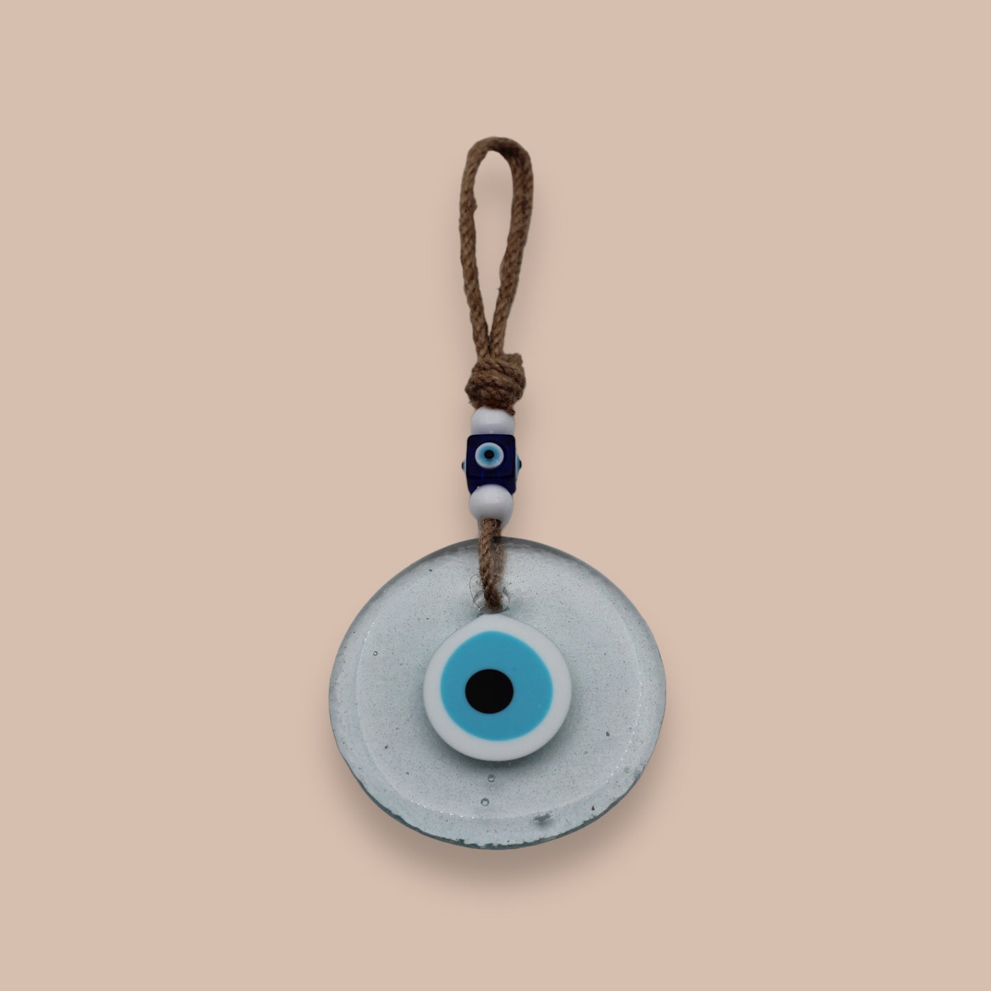Handcrafted Unique Transparent Design Glass Evil Eye Wall Hanging Ornament - Home Protection Decor Talisman
