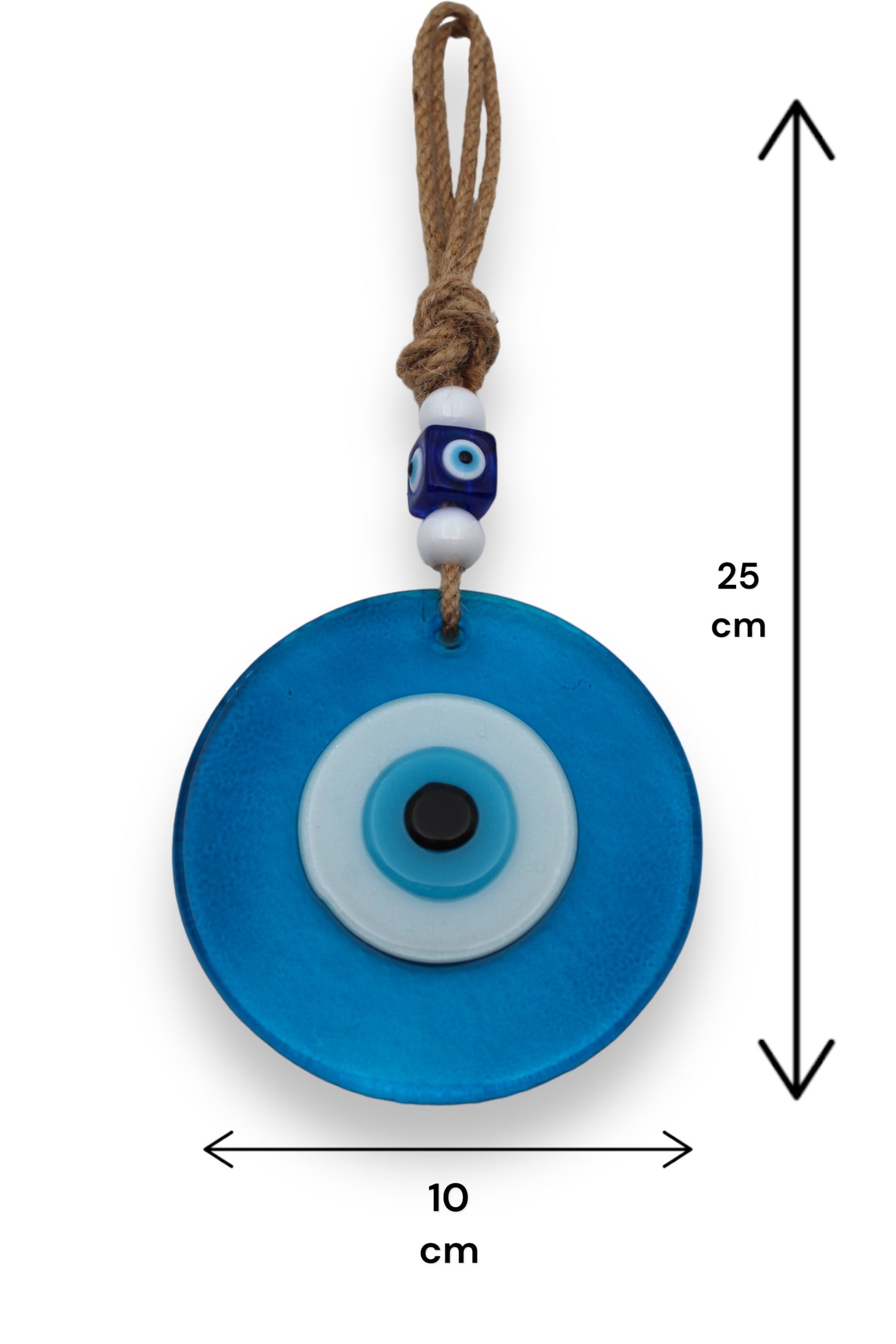 Fusion Glass 10 cm Round Blue Evil Eye Protection Wall or Door Hanging Home Decoration / Ornament