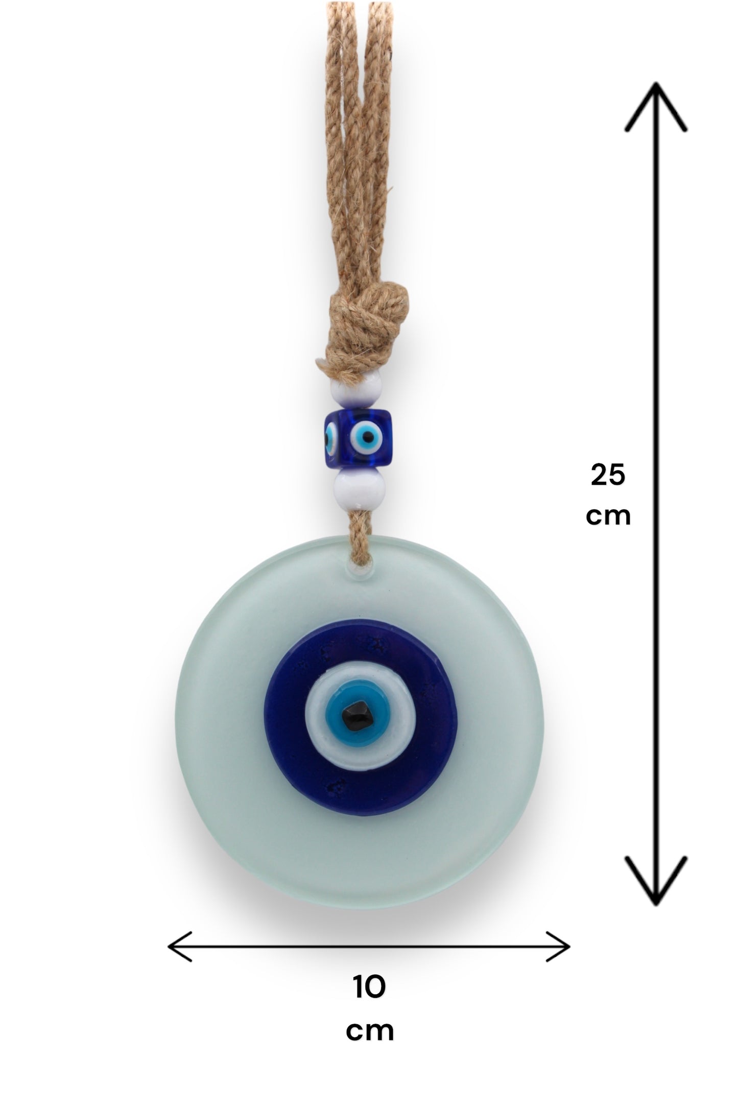 Fusion Glass 10 cm Round White Evil Eye Protection Wall or Door Hanging Home Decoration / Ornament