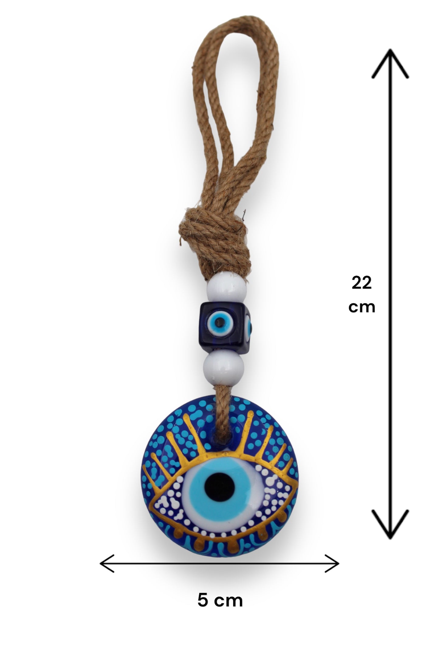 5 cm Hand-Painted Evil Eye Natural String Wall or Door Hanging for Protection From the Negative Energy - Home Decoration/Ornament