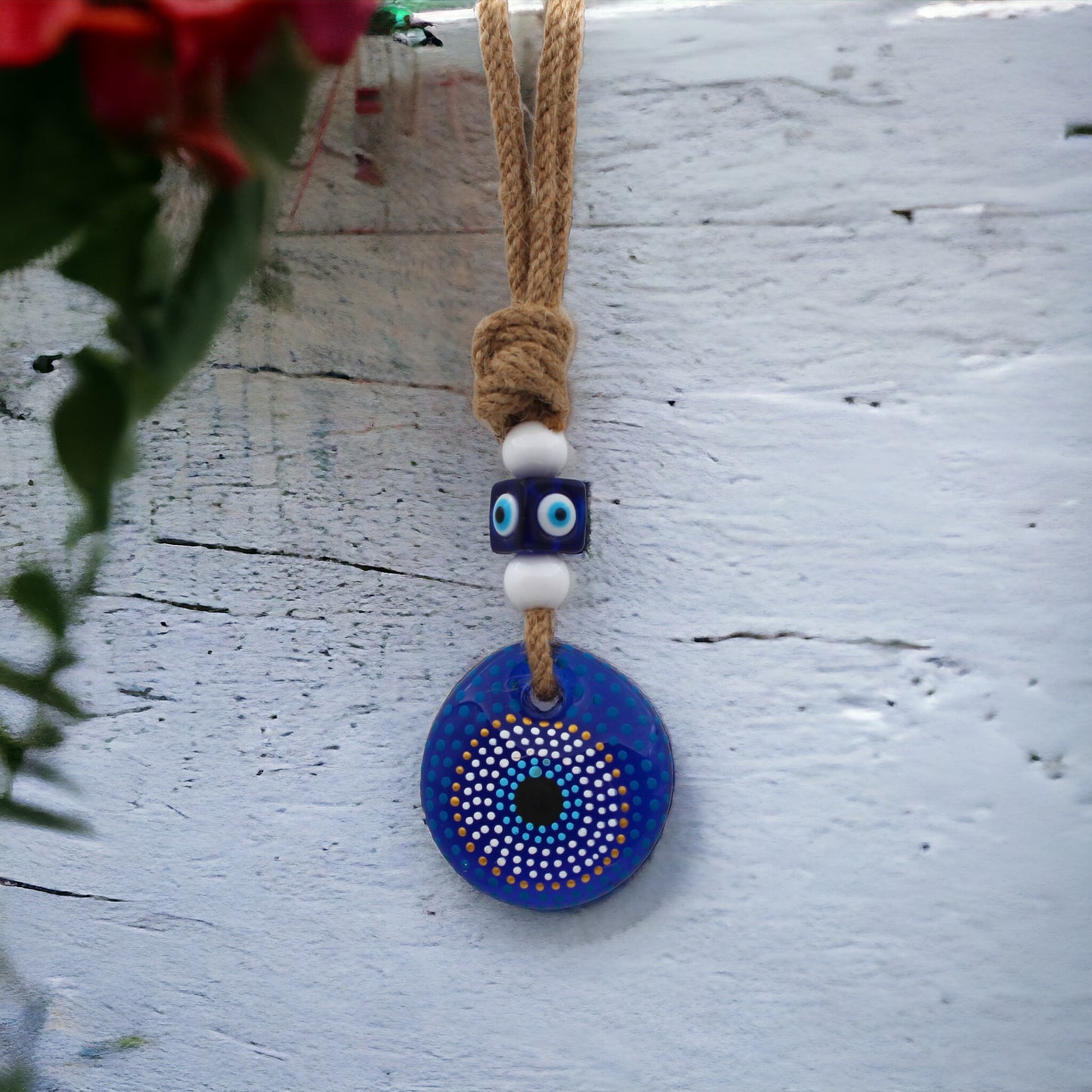 5 cm Hand-Painted Evil Eye Natural String Wall or Door Hanging for Protection From the Negative Energy - Home Decoration/Ornament