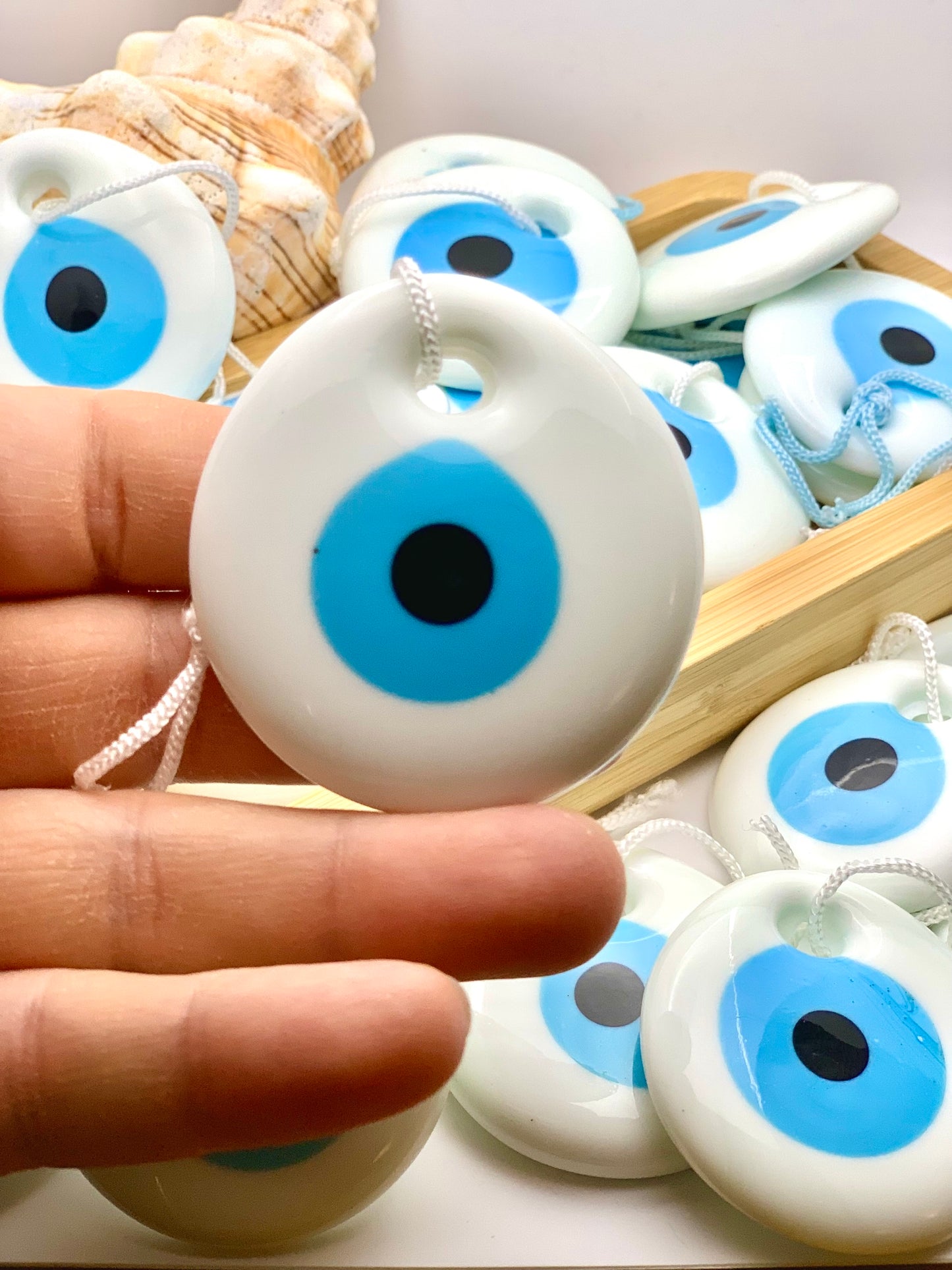 5 Cm White Genuine Glass Evil Eye Bead, Lucky Eye, Amulet Charm, Wedding or Engagement Gift Idea, Turkish Eye, Greek Eye,