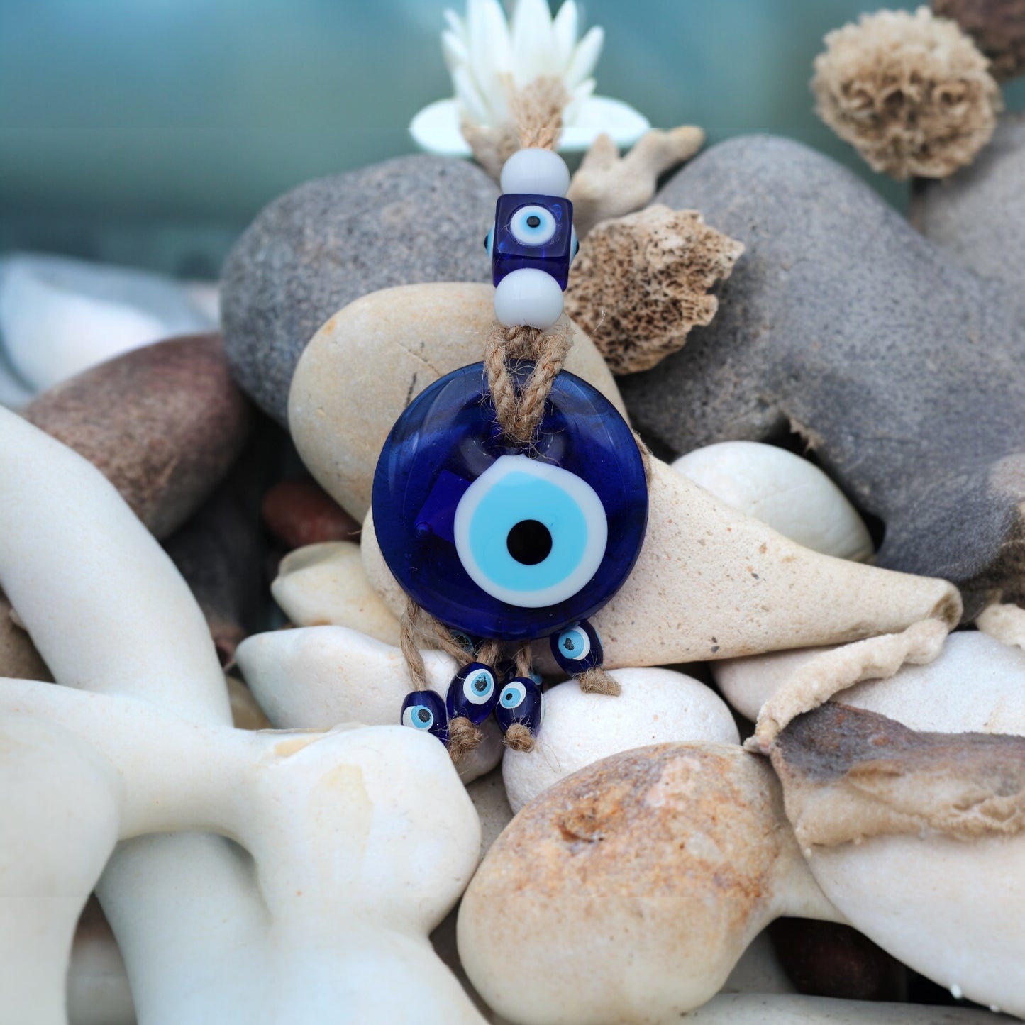 5 cm Glass Beaded Natural String  Evil Eye Protection Wall or Door Hanging Home Decoration / Ornament