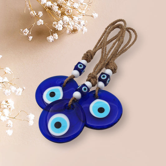 Glass 8 cm Round Shape Evil Eye Protection Wall or Door Hanging Home Decoration / Ornament