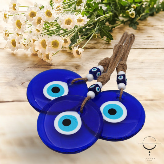 Glass 13 cm Round Shape Evil Eye Protection Wall or Door Hanging Home Decoration / Ornament