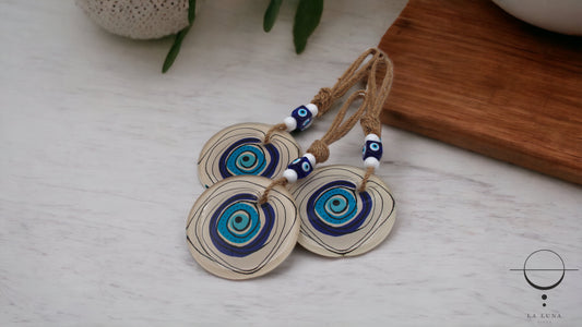 Epoxy 10 cm Round New Spiral Design Evil Eye Protection Wall or Door Hanging Home Decoration / Ornament