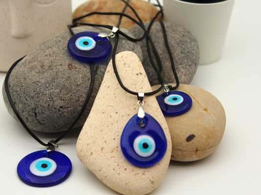Handcrafted Evil Eye Necklace: Protection Amulet Jewellery for Warding Off Negative Energy - Unique Greek Blue Glass Pendant Necklace