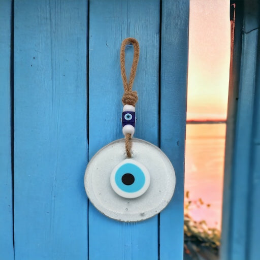 Handcrafted Unique Transparent Design Glass Evil Eye Wall Hanging Ornament - Home Protection Decor Talisman