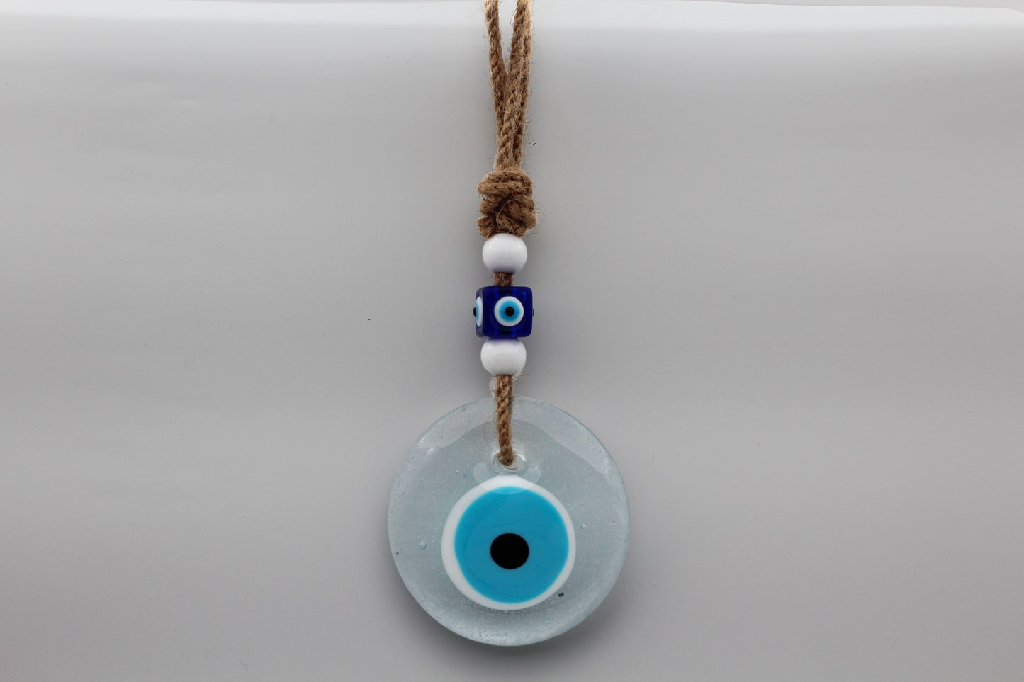 Handcrafted Unique Transparent Design Glass Evil Eye Wall Hanging Ornament - Home Protection Decor Talisman