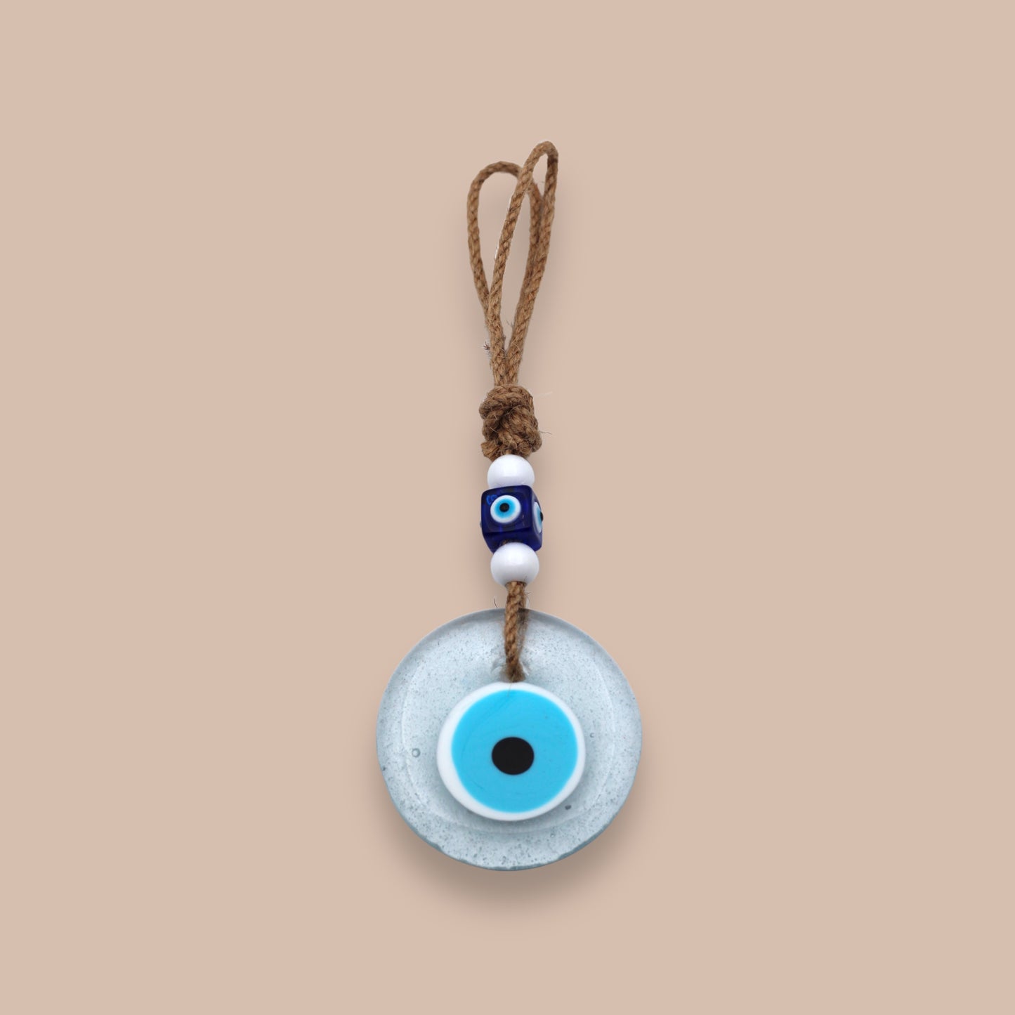 Handcrafted Unique Transparent Design Glass Evil Eye Wall Hanging Ornament - Home Protection Decor Talisman