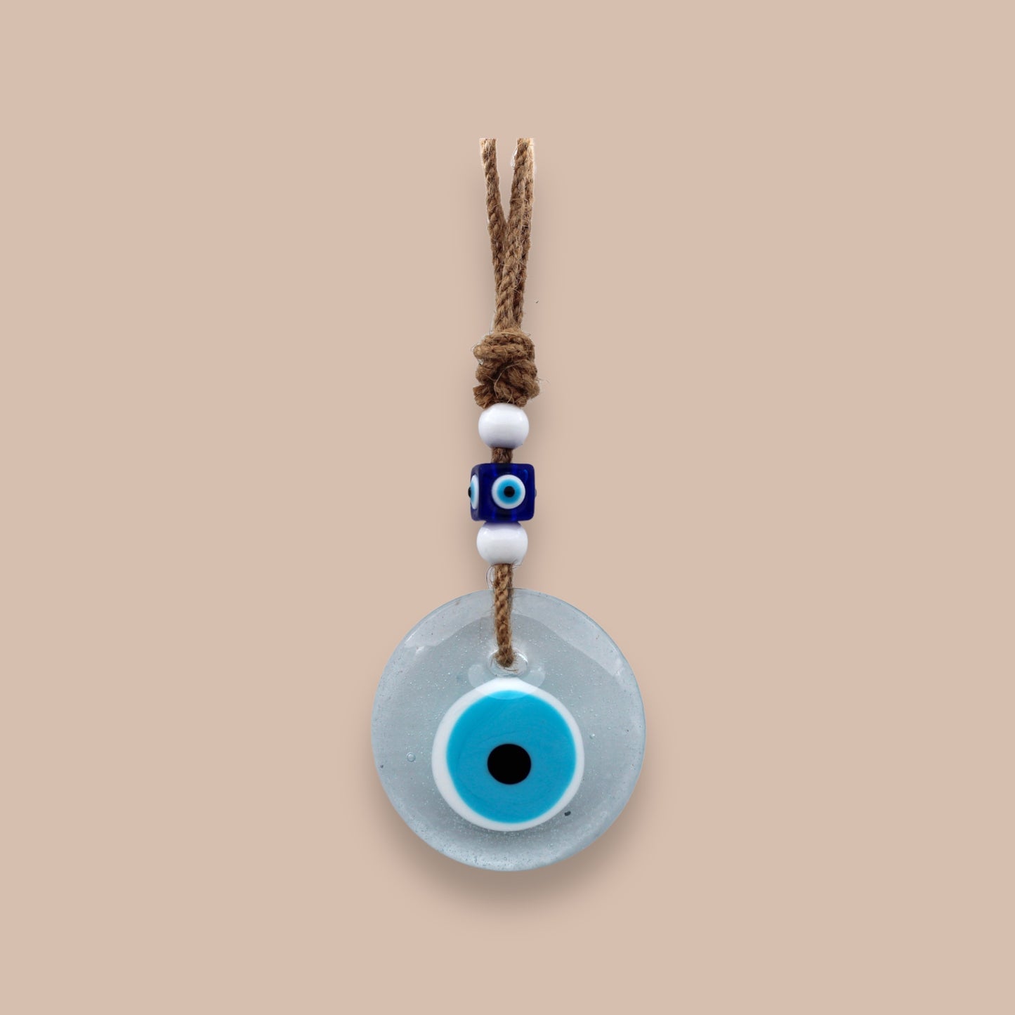 Handcrafted Unique Transparent Design Glass Evil Eye Wall Hanging Ornament - Home Protection Decor Talisman
