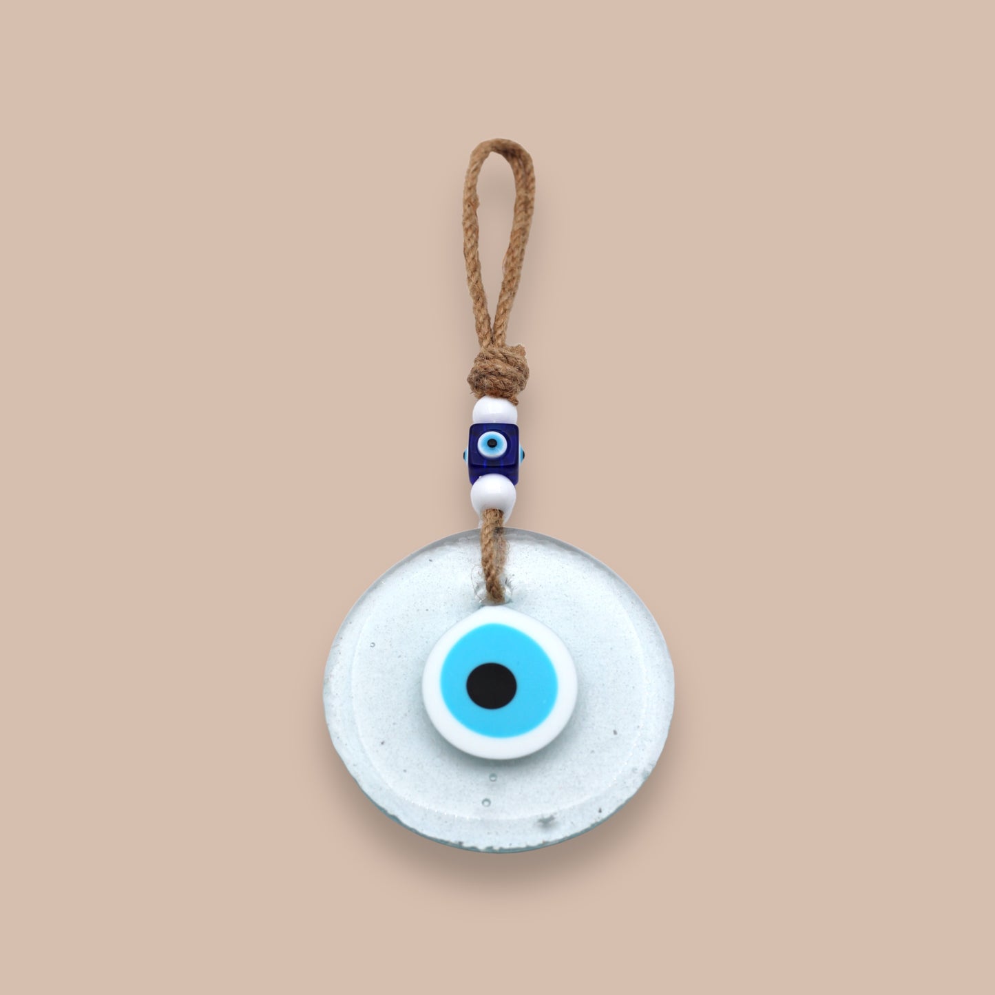 Handcrafted Unique Transparent Design Glass Evil Eye Wall Hanging Ornament - Home Protection Decor Talisman