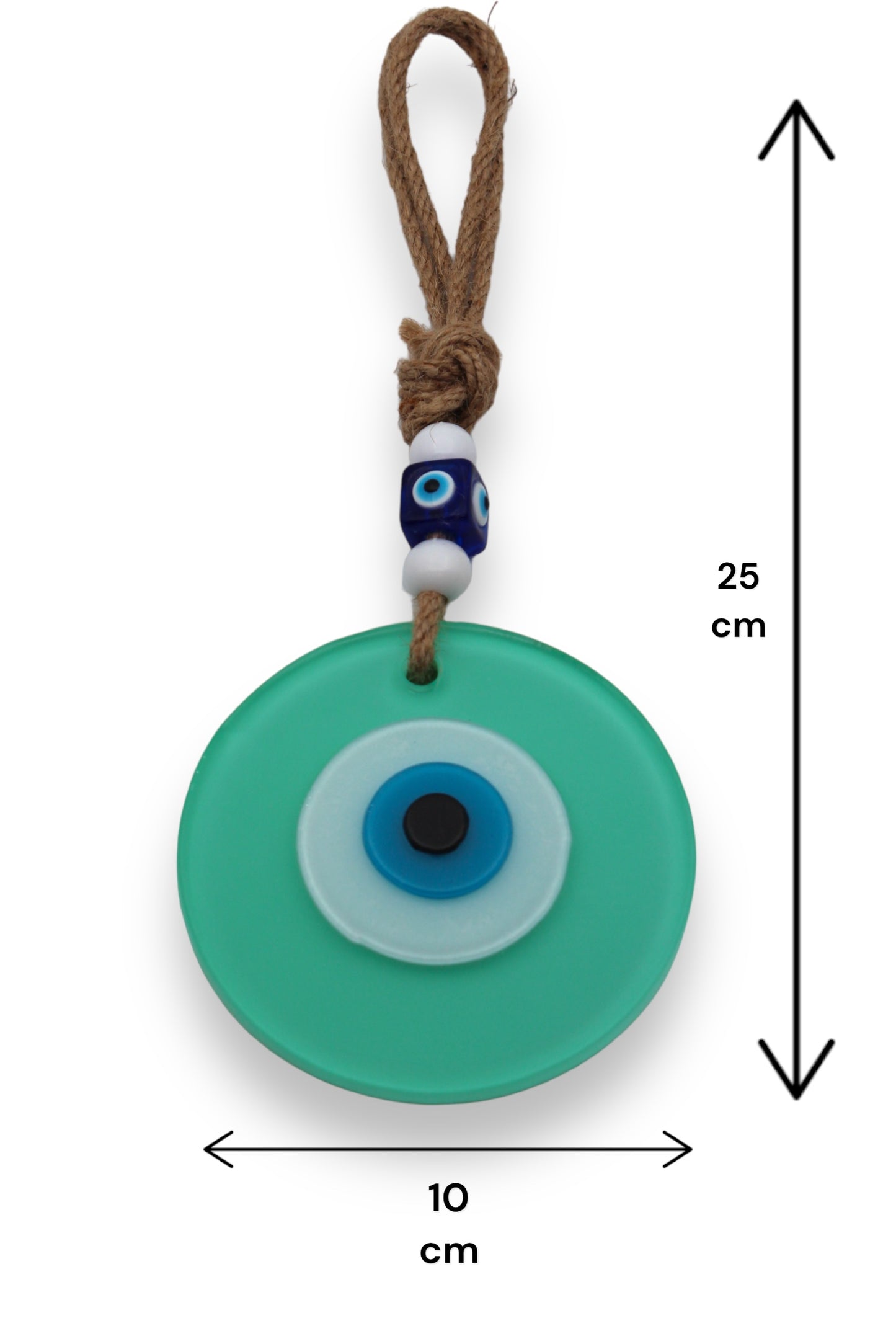 Fusion Glass 10 cm Round Light Green Evil Eye Protection Wall or Door Hanging Home Decoration / Ornament