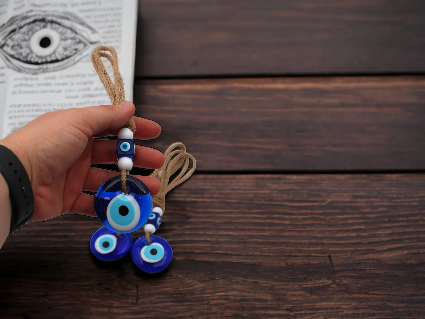 Glass 5 cm Round Shape Evil Eye Protection Wall or Door Hanging Home Decoration / Ornament