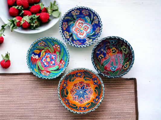8 Cm Small  Ceramic Bowls Set of 4 for Snack,Tapas, Dessert, Nuts, Olive, Soy Sauce For Use or Decorative