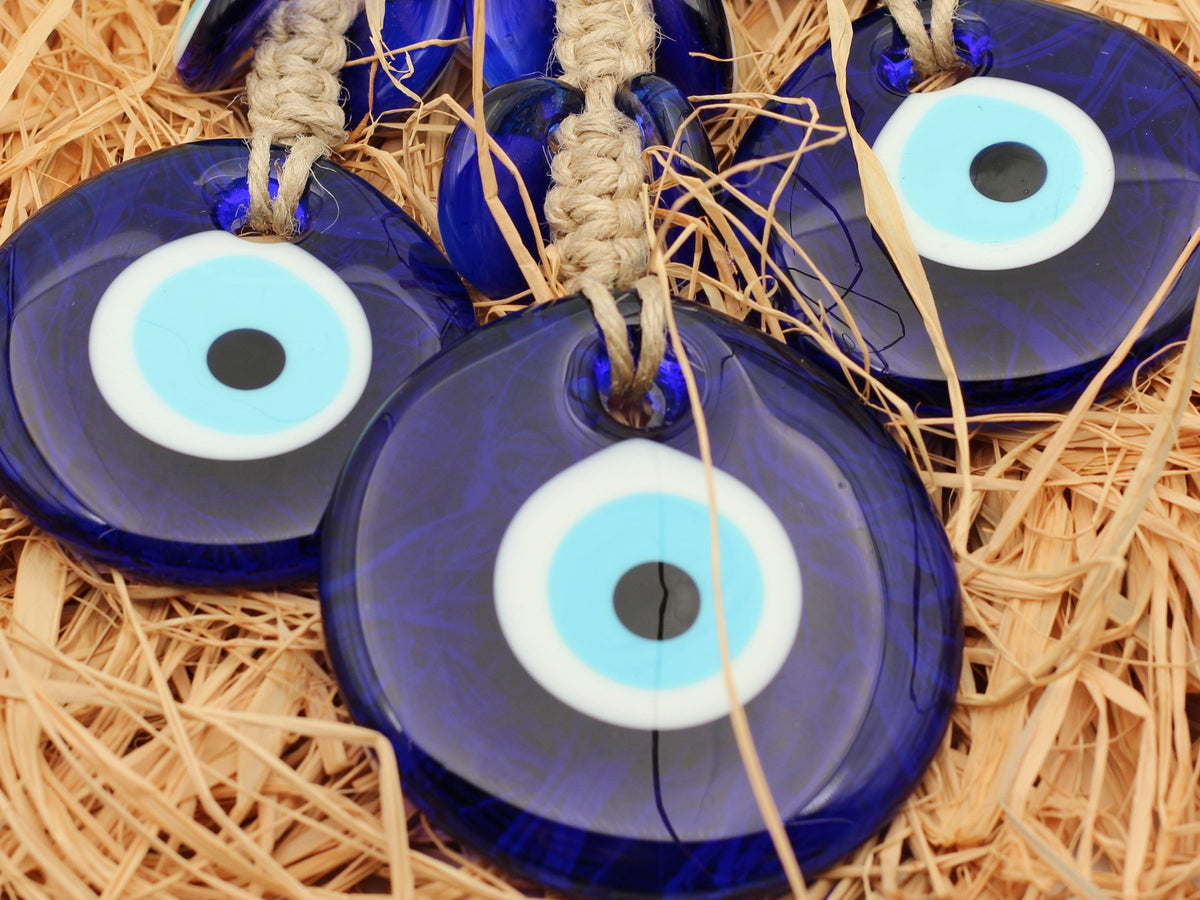 Handmade Glass Evil Eye Wall Hanging, Turkish Home Ornament