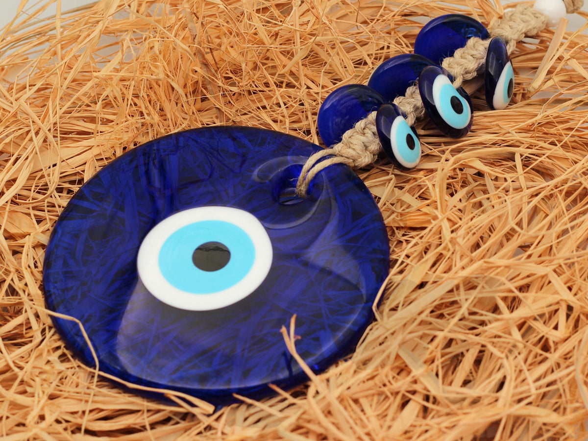 Handmade Glass Evil Eye Wall Hanging, Turkish Home Ornament