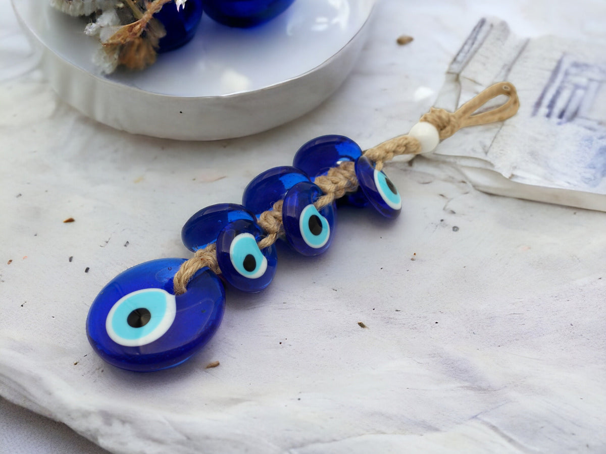 Handmade Glass Evil Eye Wall Hanging, Turkish Home Ornament