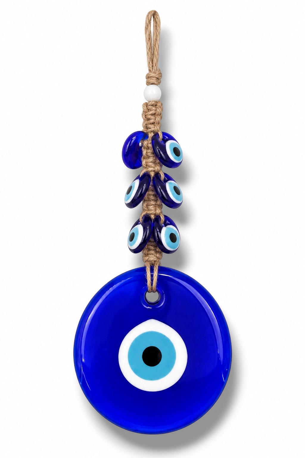 Handmade Glass Evil Eye Wall Hanging, Turkish Home Ornament