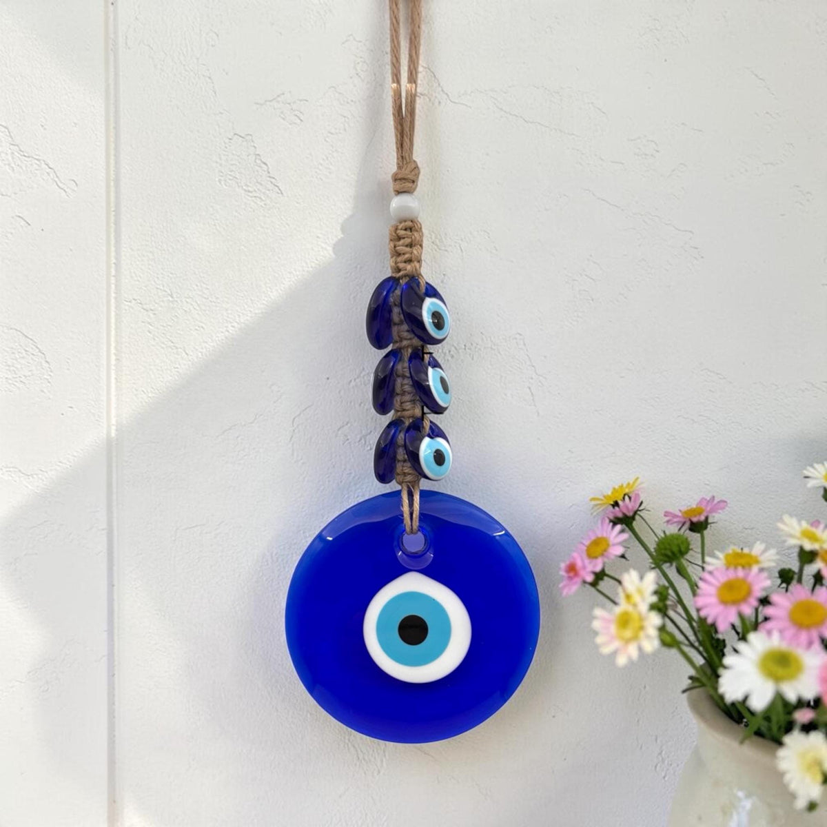 Turkish Evil Eye Wall Hanging, Blue Glass Bead, (32x12.5 cm)