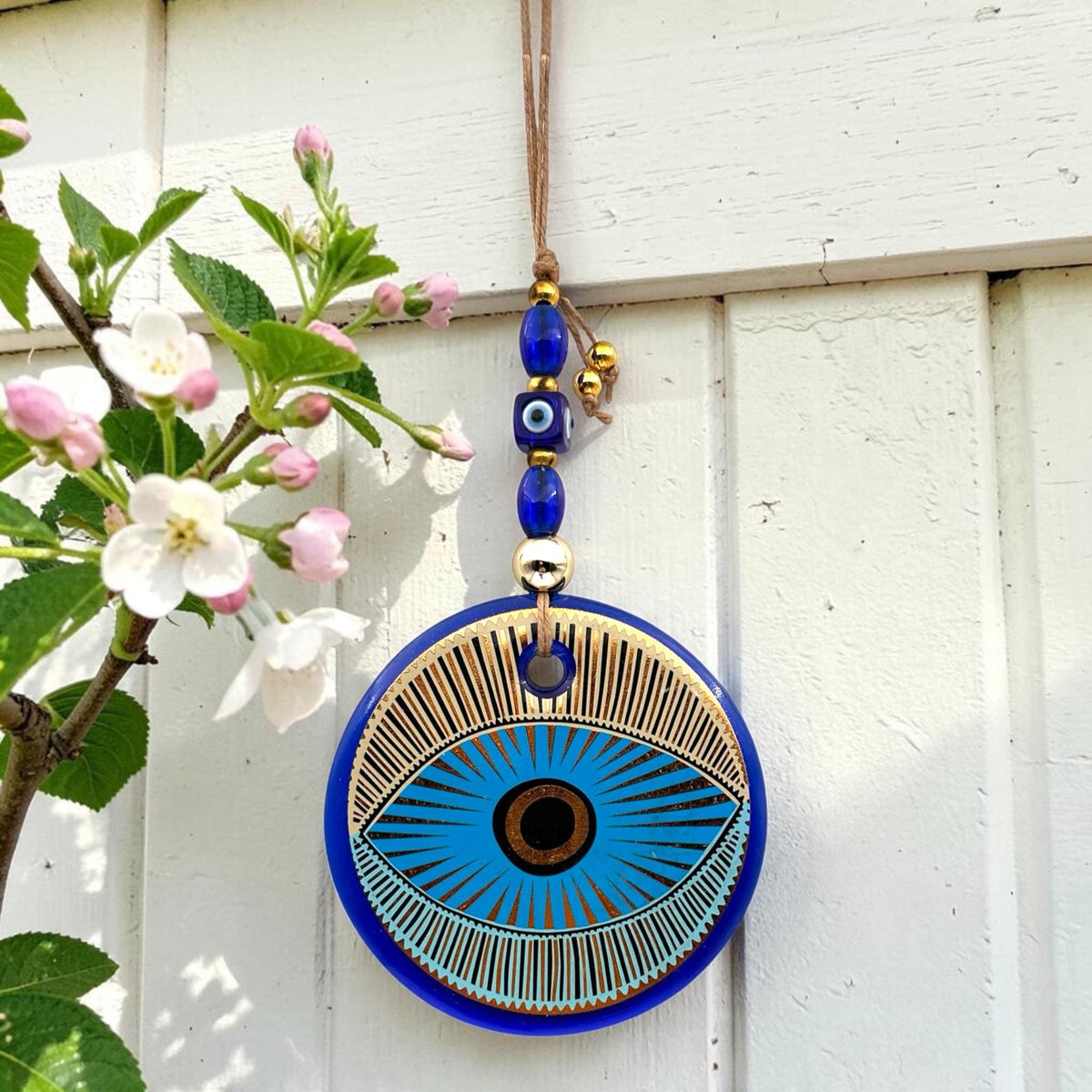 Evil Eye Wall Hanging Ornament, Blue Glass, Big Eye Protection 32x14cm