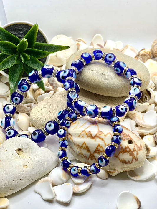 Evil Eye Protection Genuine Glass Beaded Lucky Eye Bracelet
